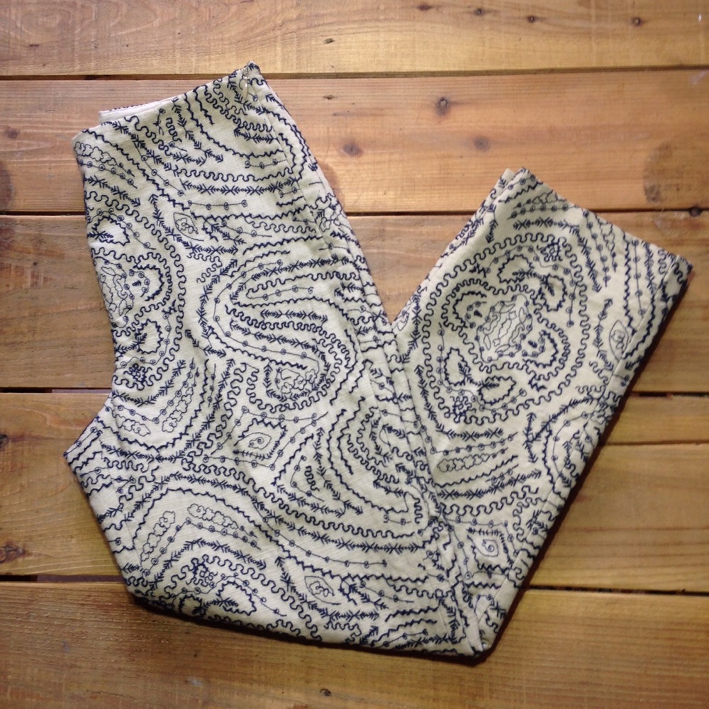 Talbots Khaki Embroidered Trouser Pants Size 0P